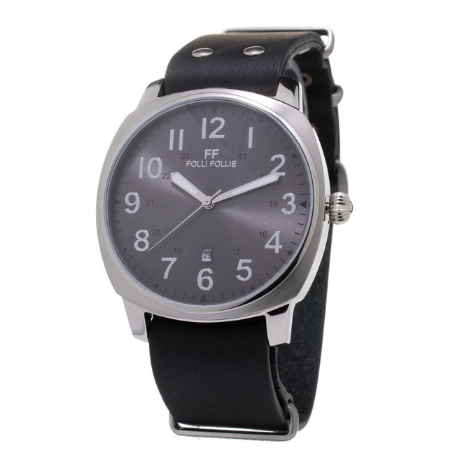 Folli Follie Black Leather Dress Watch - Apparel & Accessories > Jewelry > Watches from Folli Follie - Folli Follie | Hollys Men
