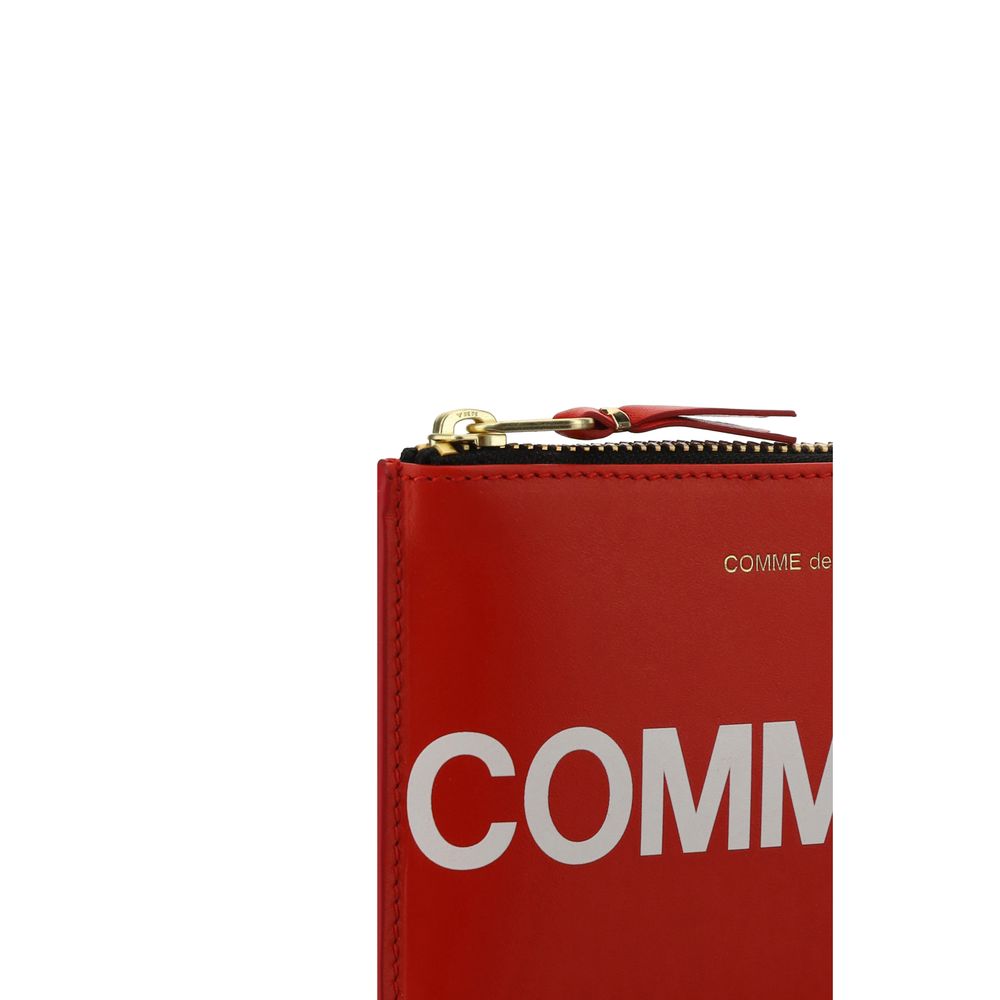 Comme Des Garçons Porte Monnaie En Cuir Veau Rouge Bos Taurus Zip Logo Imprimé Devant Et Dos Doré Gravé - from Comme Des Garçons