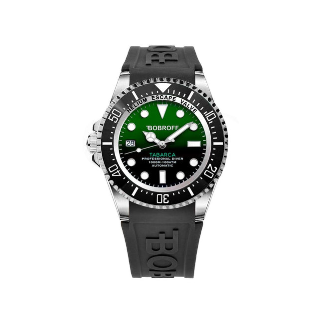 Bobroff Montre Sport Automatique Boitier 42mm, Bracelet Caoutchouc Noir, 100ATM, NH35 Collection Tabarca Hover Image