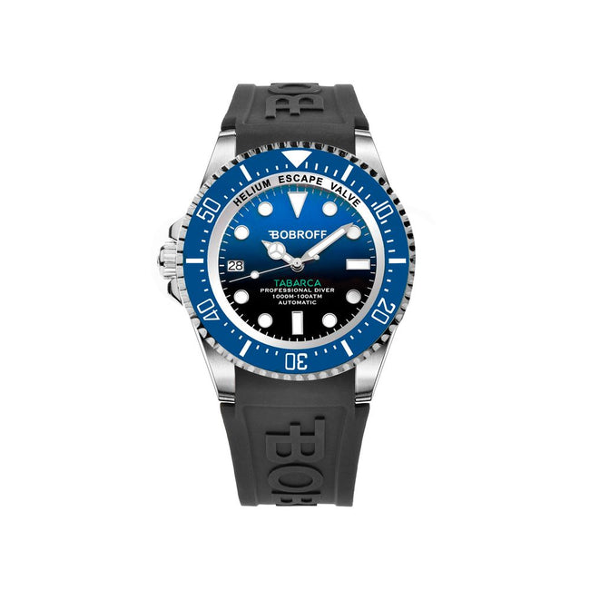 Bobroff Montre Sport Automatique Caoutchouc Noir 42 Mm Verre Saphir Dial Bleu Étanche 100 ATM - Apparel & Accessories > Jewelry > Watches from Bobroff - Bobroff | Hollys Men