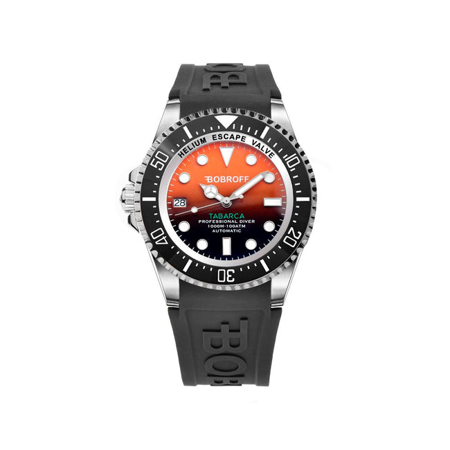 Bobroff Montre Sport Automatique Bracelet Caoutchouc Noir 42mm Orange Dial Verre Saphir Acier Inoxydable Tabarca - Apparel & Accessories > Jewelry > Watches from Bobroff Hover Image