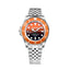 Bobroff montre habillée en acier inoxydable argenté mouvement automatique cadran orange, verre saphir, étanche 100ATM
