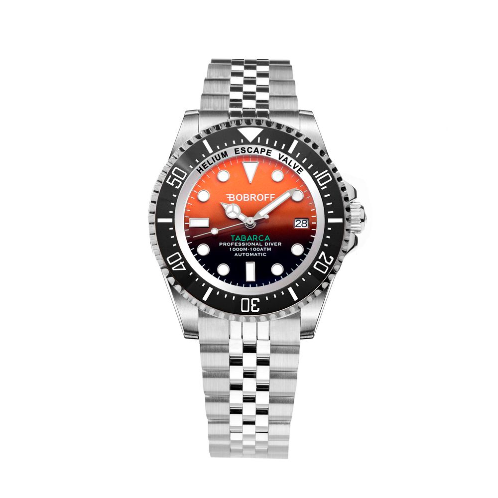 Bobroff Montre Habillée Automatique Acier Inox Argenté Cadran Orange 42 Mm Verre Saphir 100 ATM - Apparel & Accessories > Jewelry > Watches from Bobroff