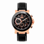Bobroff Montre Homme Quartz Cuir Noir 44mm Verre Saphir Cadran Noir avec motif carbone - Apparel & Accessories > Jewelry > Watches from Bobroff