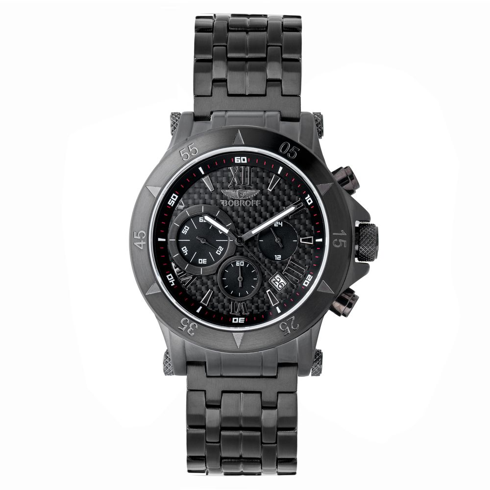Bobroff Montre Habillée En Acier Inox Noir Diamètre 44 Mm Quartz Analogique Verre Saphir 10ATM - Apparel & Accessories > Jewelry > Watches from Bobroff