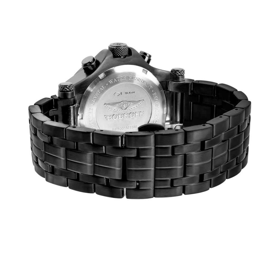 Bobroff Montre Habillée En Acier Inox Noir Diamètre 44 Mm Quartz Analogique Verre Saphir 10ATM
