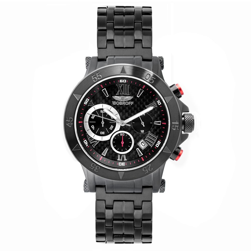 Bobroff Montre Homme Quartz Acier Noir 44mm Saphir 10 ATM - Apparel & Accessories > Jewelry > Watches from Bobroff
