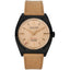 Montre habillée Jason Hyde quartz analogique 40mm, boîtier noir et bracelet beige en cuir.