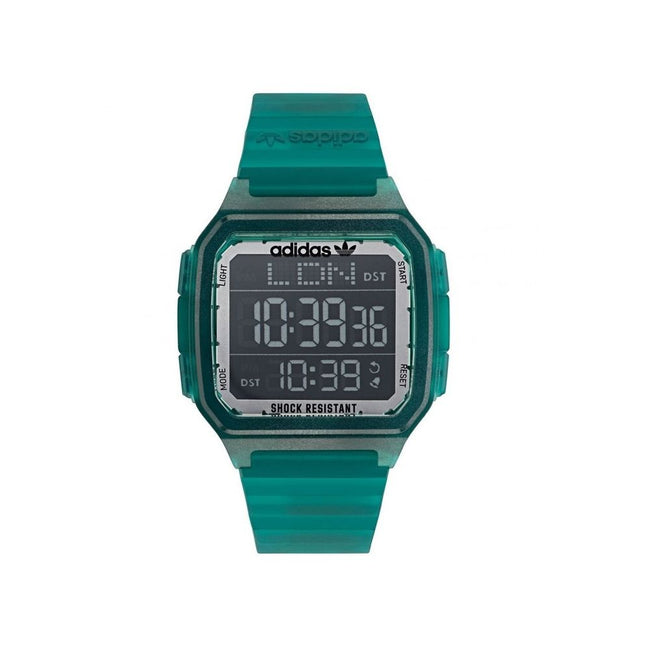 Adidas Montre Digitale Quartz Résine Verte 45mm GMT One Étanche 5 ATM Cadran Gris Bracelet Vert Hover Image