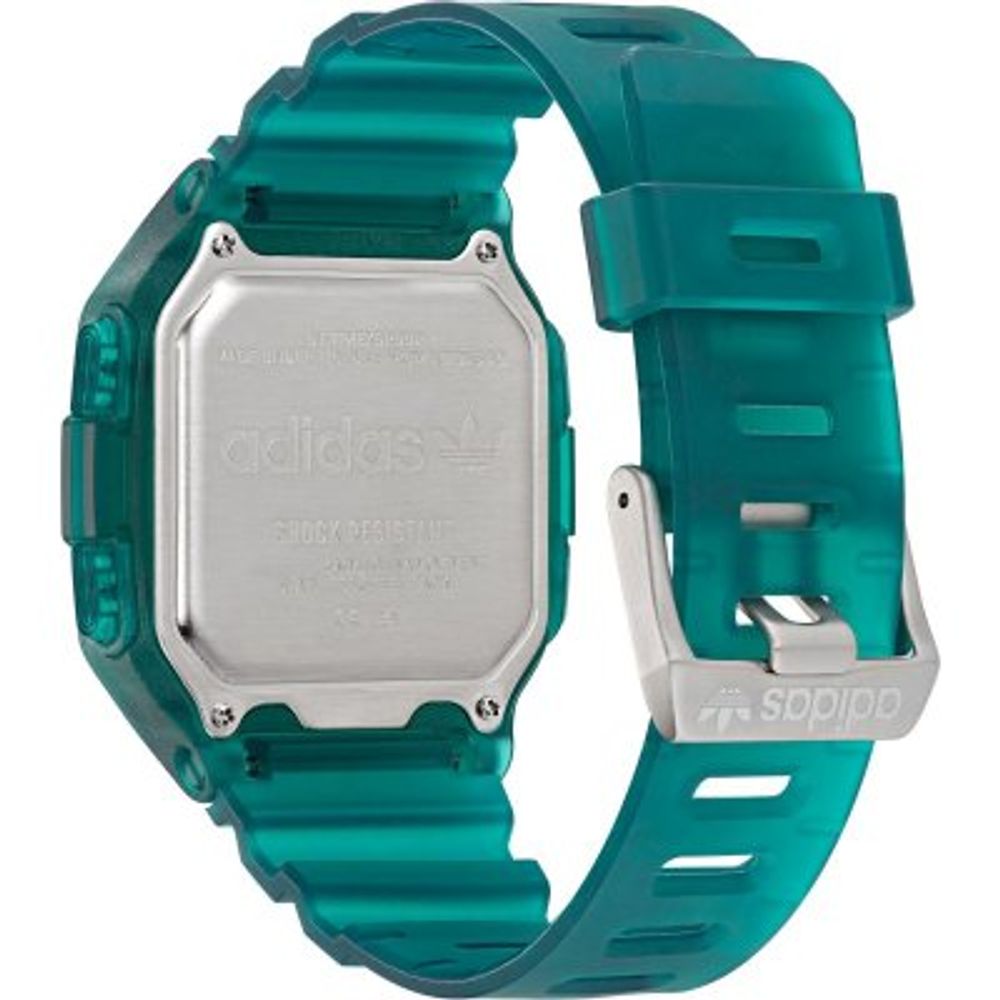 Adidas Montre Digitale Quartz Résine Verte 45mm GMT One Étanche 5 ATM Cadran Gris Bracelet Vert - Apparel & Accessories > Jewelry > Watches from Adidas