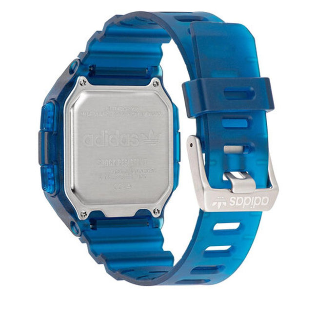 Adidas Montre Digitale Quartz Résine Bleue 48 Mm 5ATM, Rétro éclairage et Résistances aux chocs Main Image