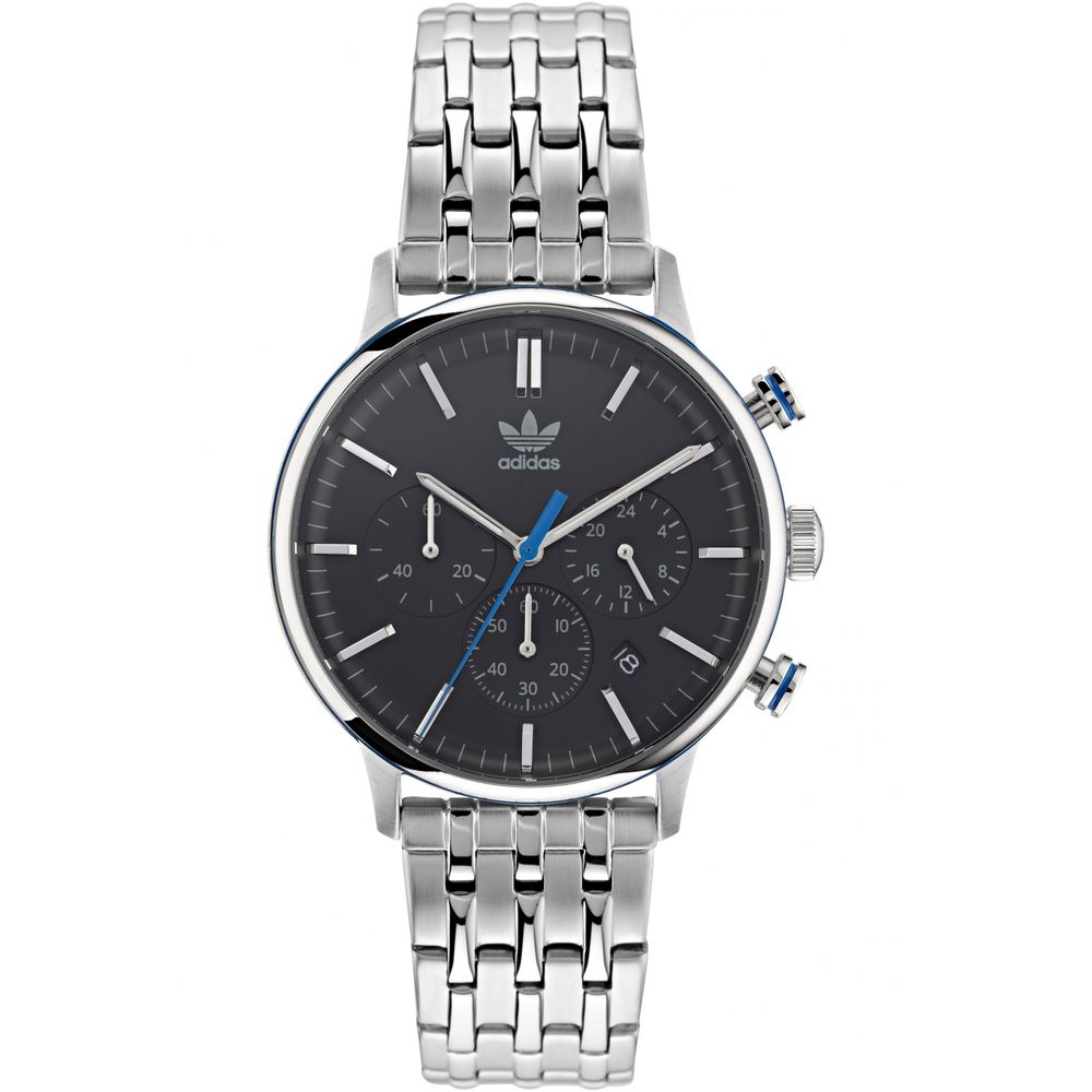 Adidas Montre Quartz Acier Inox Gris Bracelet Gris Dial Noir Etanche 10ATM 40 Mm Chrono Code One - Apparel & Accessories > Jewelry > Watches from Adidas