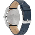 Adidas Montre Homme Code Two Quartz Bracelet Cuir Bleu 37 Mm Boîtier Acier Gris Dial Blanc Minéral Étanche 5ATM - Apparel & Accessories > Jewelry > Watches from Adidas