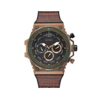 Guess Montre Habillée Quartz Analogique Cadran Gris 48 Mm Boîtier Acier Inoxydable Marron Bracelet Silicone Marron - Apparel & Accessories > Jewelry > Watches from Guess
