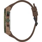 Guess Montre Habillée Quartz Analogique Cadran Gris 48 Mm Boîtier Acier Inoxydable Marron Bracelet Silicone Marron - Apparel & Accessories > Jewelry > Watches from Guess