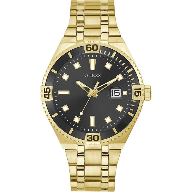 Guess Montre Dorée En Acier Inoxydable Quartz Analogique 45 Mm Dial Noir Bracelet Doré Fermeture Double Déployante - Apparel & Accessories > Jewelry > Watches from Guess Hover Image