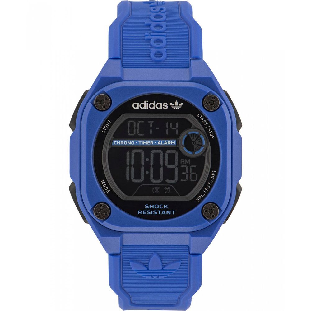 Adidas Montre Digitale CityTech Bleu Quartz Résine Bleu Bracelet Silicone Étanche 10 ATM - Apparel & Accessories > Jewelry > Watches from Adidas