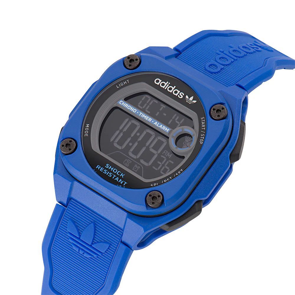 Adidas Montre Digitale CityTech Bleu Quartz Résine Bleu Bracelet Silicone Étanche 10 ATM - Apparel & Accessories > Jewelry > Watches from Adidas