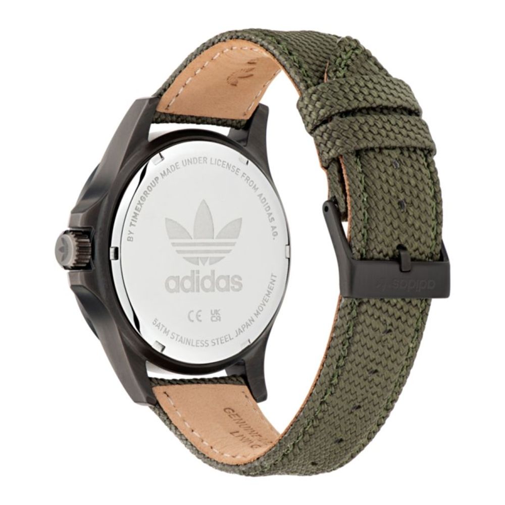 Adidas Montre Habillée Quartz Acier Inoxydable Vert Cadran Vert 44 Mm Bracelet Textile Vert Étanche 5 ATM - Apparel & Accessories > Jewelry > Watches from Adidas