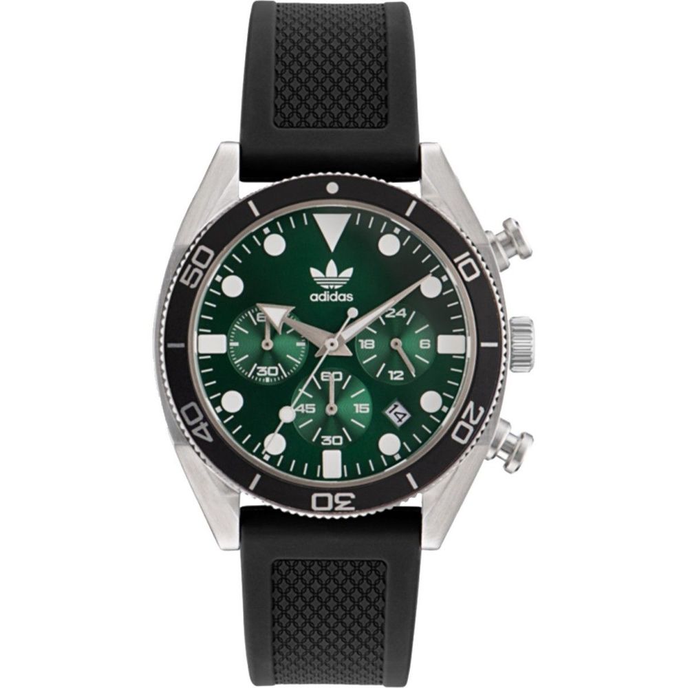 Adidas Montre Sport Quartz Analogique 43mm Gris Boîtier Acier, Cadran Vert, Édition Two Chrono - Apparel & Accessories > Jewelry > Watches from Adidas