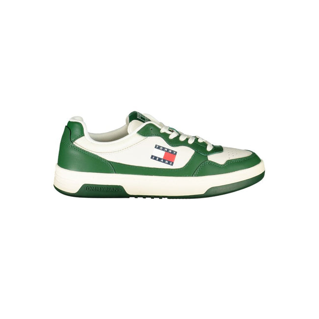 Tommy Hilfiger Baskets Homme Cuir Blanc et Accents Vert Urbains T0-36740 - Apparel & Accessories > Shoes > Sneakers from Tommy Hilfiger Hover Image