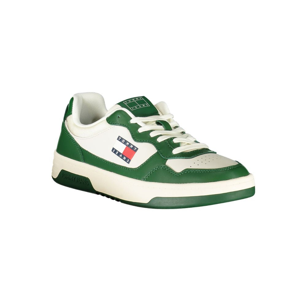Tommy Hilfiger Baskets Homme Cuir Blanc et Accents Vert Urbains T0-36740 - Apparel & Accessories > Shoes > Sneakers from Tommy Hilfiger