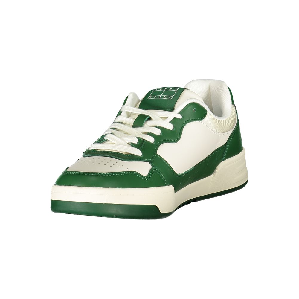 Tommy Hilfiger Baskets Homme Cuir Blanc et Accents Vert Urbains T0-36740 - Apparel & Accessories > Shoes > Sneakers from Tommy Hilfiger