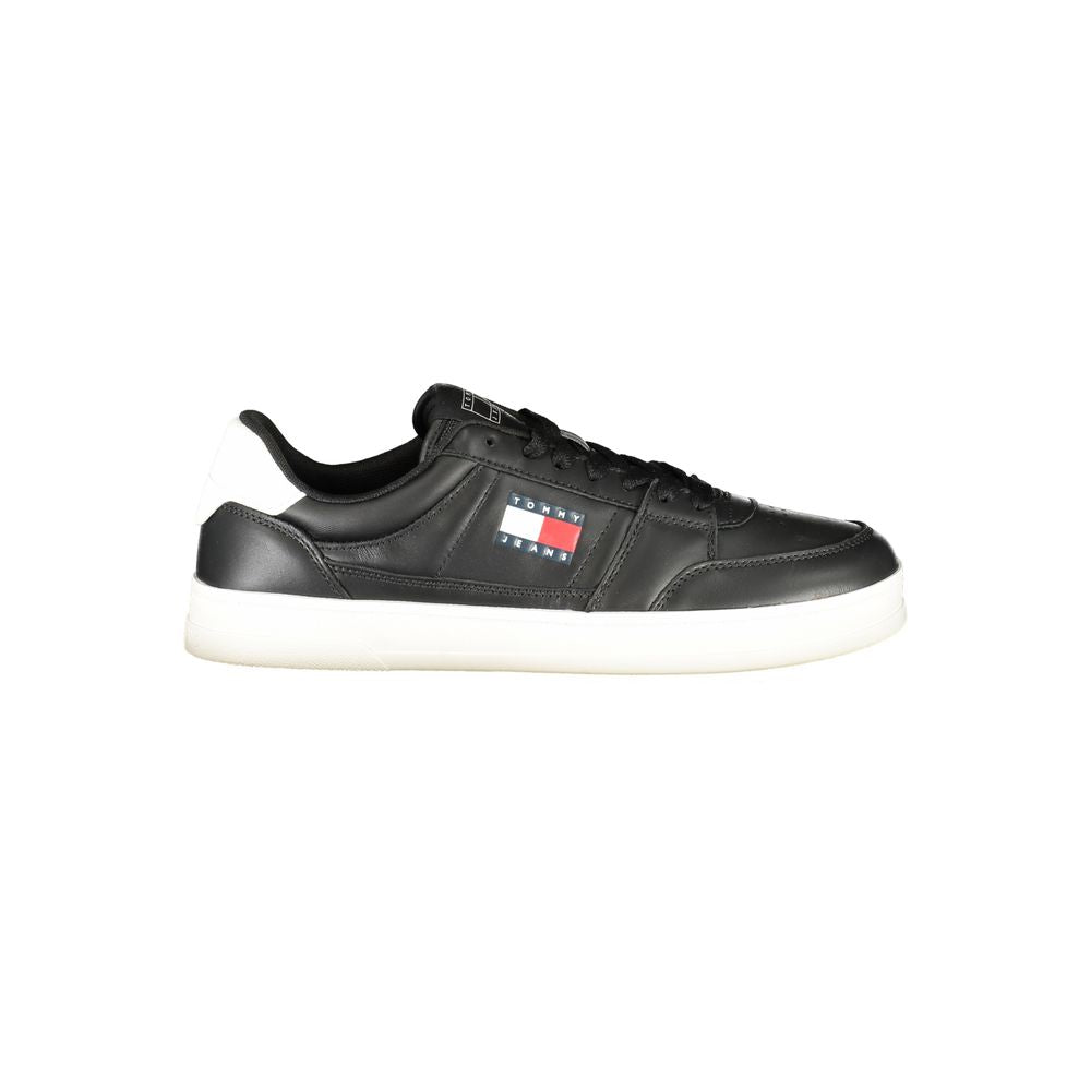 Tommy Hilfiger Baskets Homme Cuir Noir Avec Détails Blancs Semelle Amovible - T0-36744 - Apparel & Accessories > Shoes > Sneakers from Tommy Hilfiger