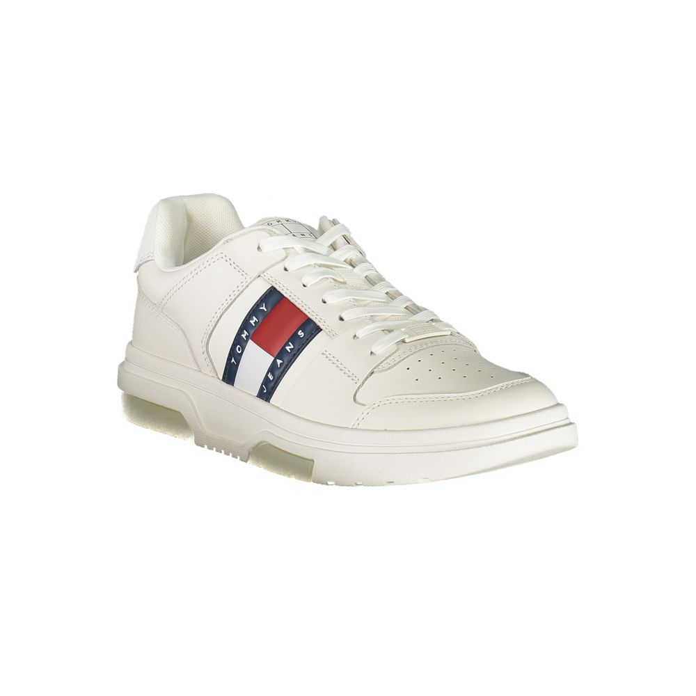 Tommy Hilfiger Baskets Homme En Cuir Blanc Avec Logo Signature Et Détails Contrastés - Apparel & Accessories > Shoes > Sneakers from Tommy Hilfiger