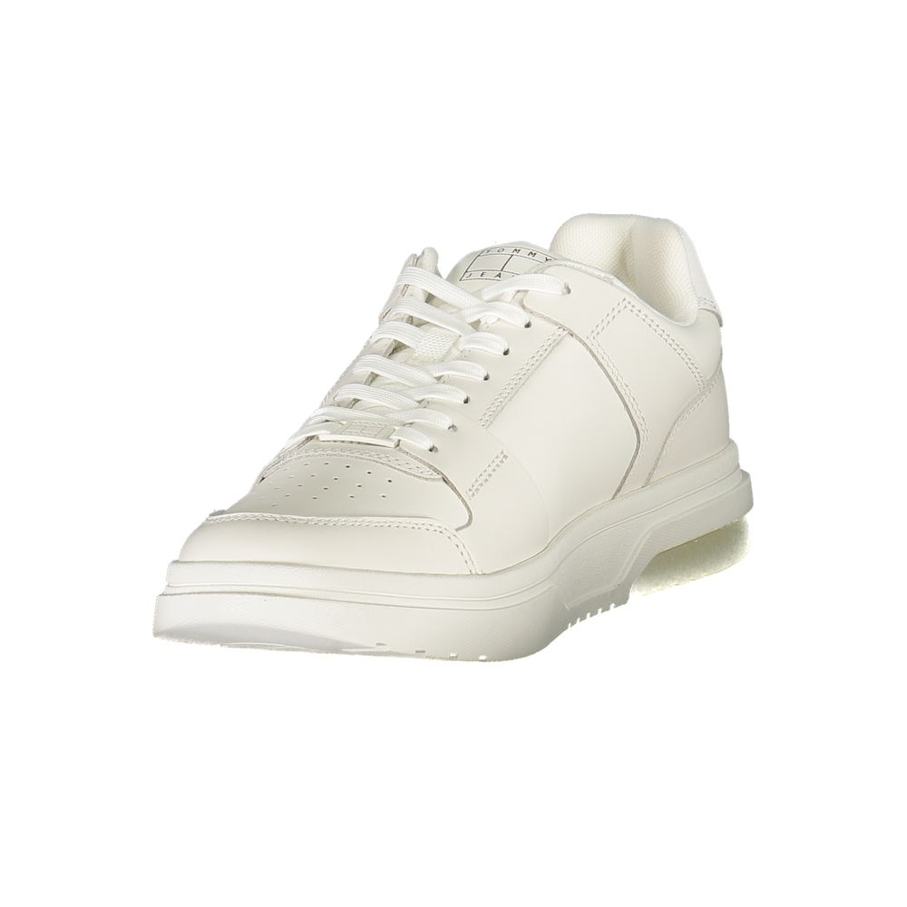 Tommy Hilfiger Baskets Homme En Cuir Blanc Avec Logo Signature Et Détails Contrastés - Apparel & Accessories > Shoes > Sneakers from Tommy Hilfiger