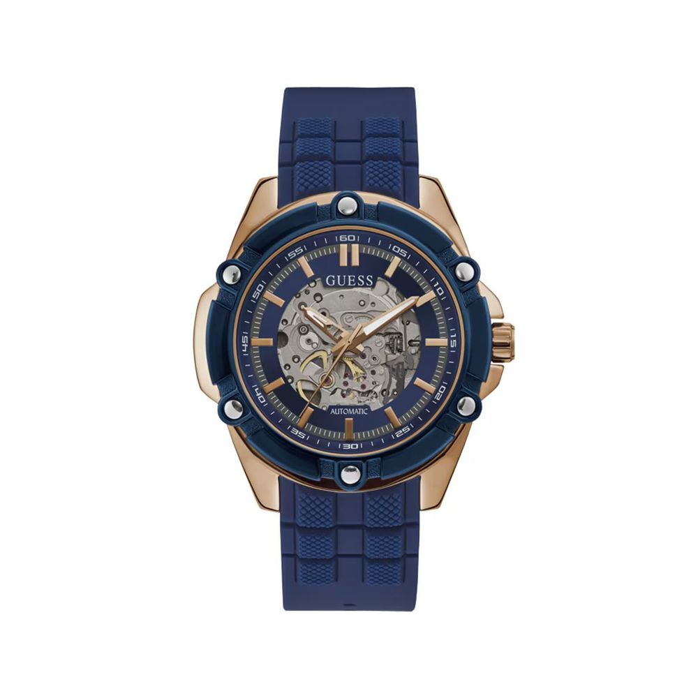 Guess Montre Sport Automatique, Boîtier Rose, Bracelet Violet