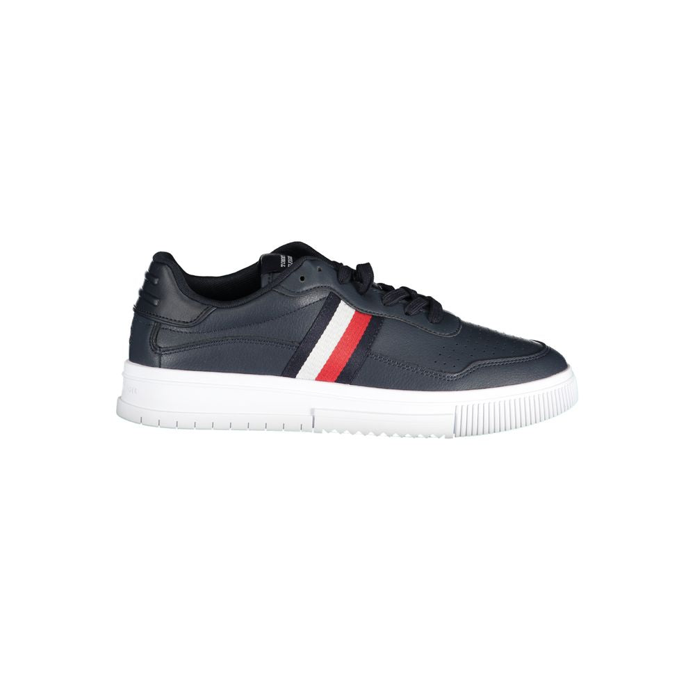 Tommy Hilfiger Baskets En Cuir Bleu Pour Homme Avec Logo Brodé Et Détails Contrastés - Apparel & Accessories > Shoes > Sneakers from Tommy Hilfiger