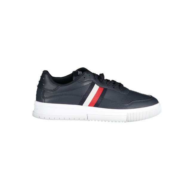Tommy Hilfiger Baskets En Cuir Bleu Pour Homme Avec Logo Brodé Et Détails Contrastés - Apparel & Accessories > Shoes > Sneakers from Tommy Hilfiger Hover Image