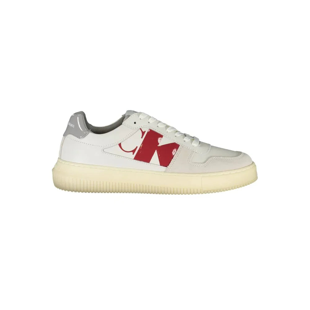 Calvin Klein Sleek White Lace-Up Sneakers with Contrast Details - Apparel & Accessories > Shoes > Sneakers from Calvin Klein