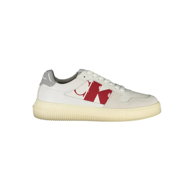 Calvin Klein Sleek White Lace-Up Sneakers with Contrast Details - Apparel & Accessories > Shoes > Sneakers from Calvin Klein - Calvin Klein | Hollys Men