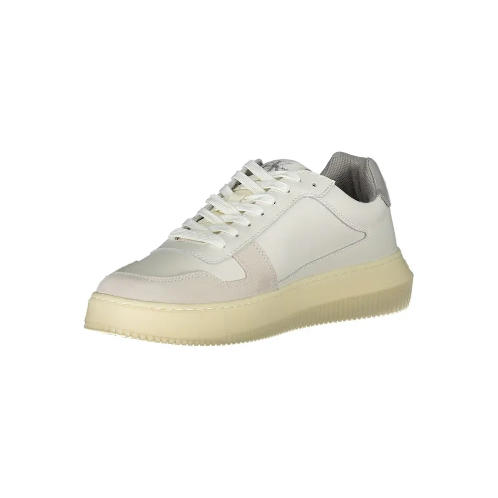 Calvin Klein Sleek White Lace-Up Sneakers with Contrast Details - Apparel & Accessories > Shoes > Sneakers from Calvin Klein