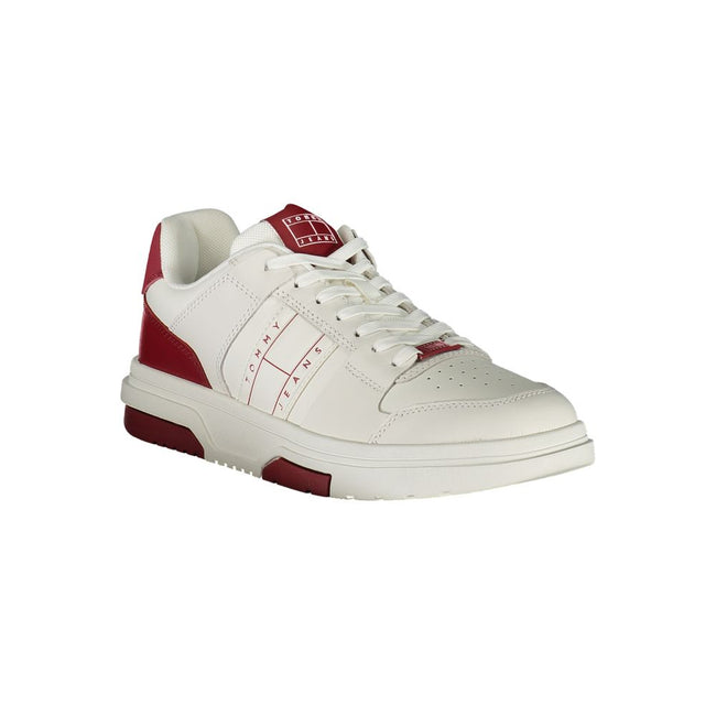 Tommy Hilfiger Herren-Sneaker aus weißem und rotem Leder – High-End-Streetwear Main Image
