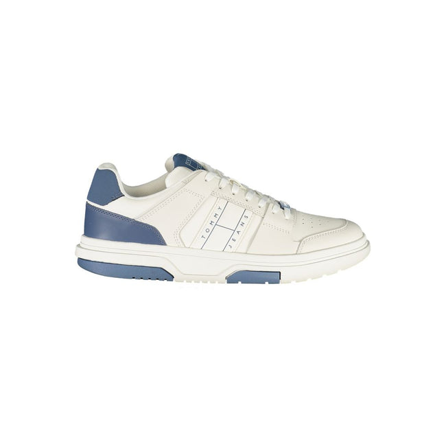 Tommy Hilfiger Basket Homme En Cuir Blanc Avec Semelle Amovible Et Accents Bleus En Stock - Apparel & Accessories > Shoes > Sneakers from Tommy Hilfiger Hover Image