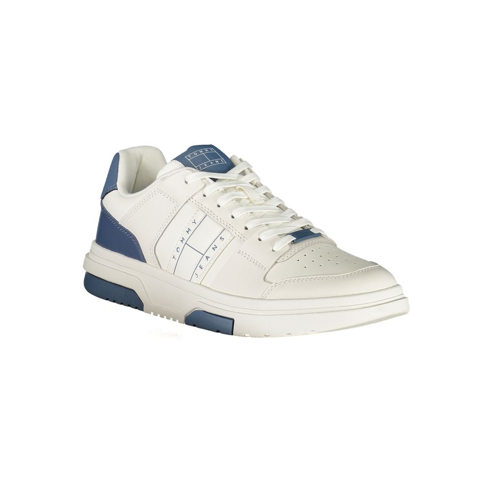 Tommy Hilfiger Basket Homme En Cuir Blanc Avec Semelle Amovible Et Accents Bleus En Stock - Apparel & Accessories > Shoes > Sneakers from Tommy Hilfiger