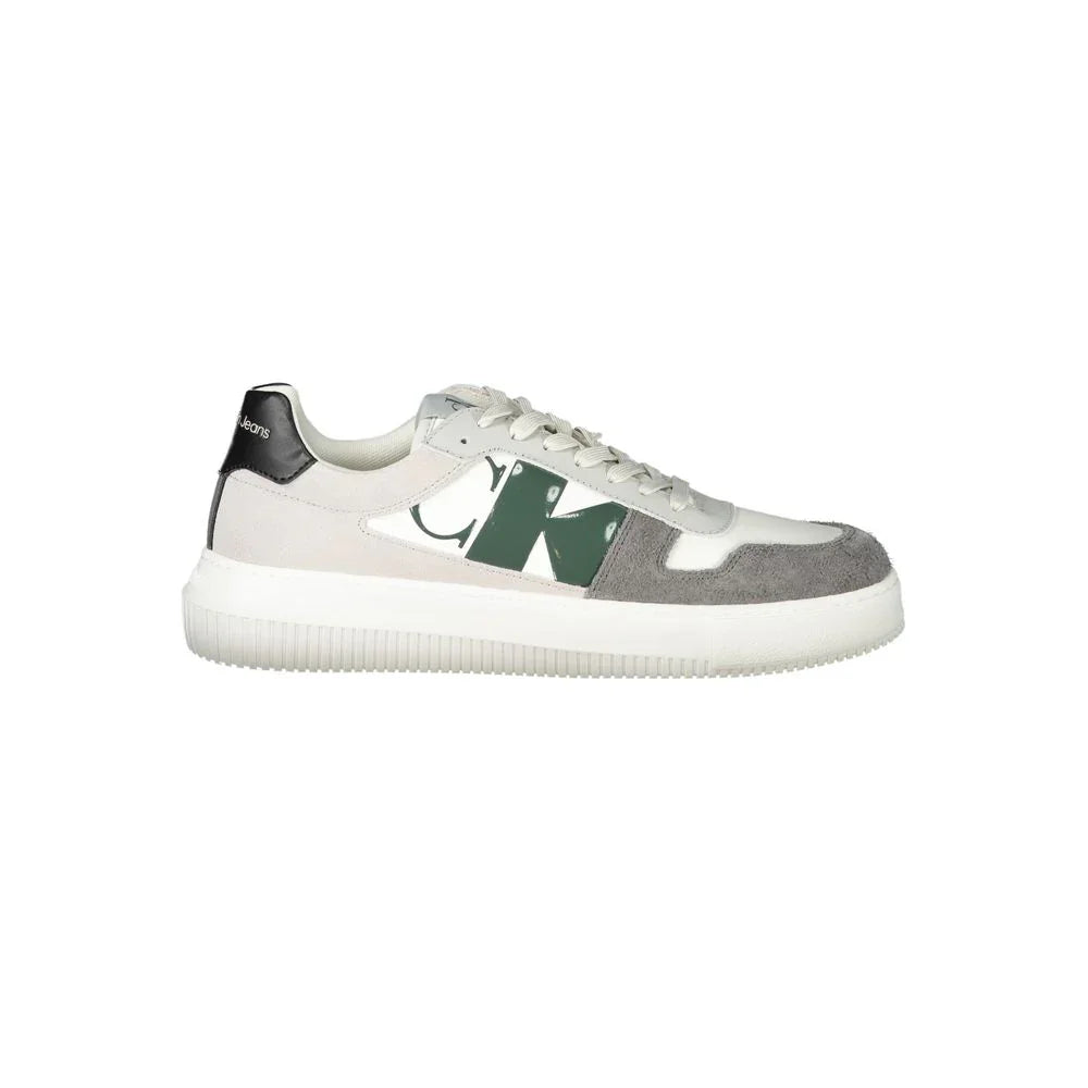 Calvin Klein Baskets Homme Blanc Polyéthylène À Lacets Motif Distinctif Gris Vert Noir - Apparel & Accessories > Shoes > Sneakers from Calvin Klein