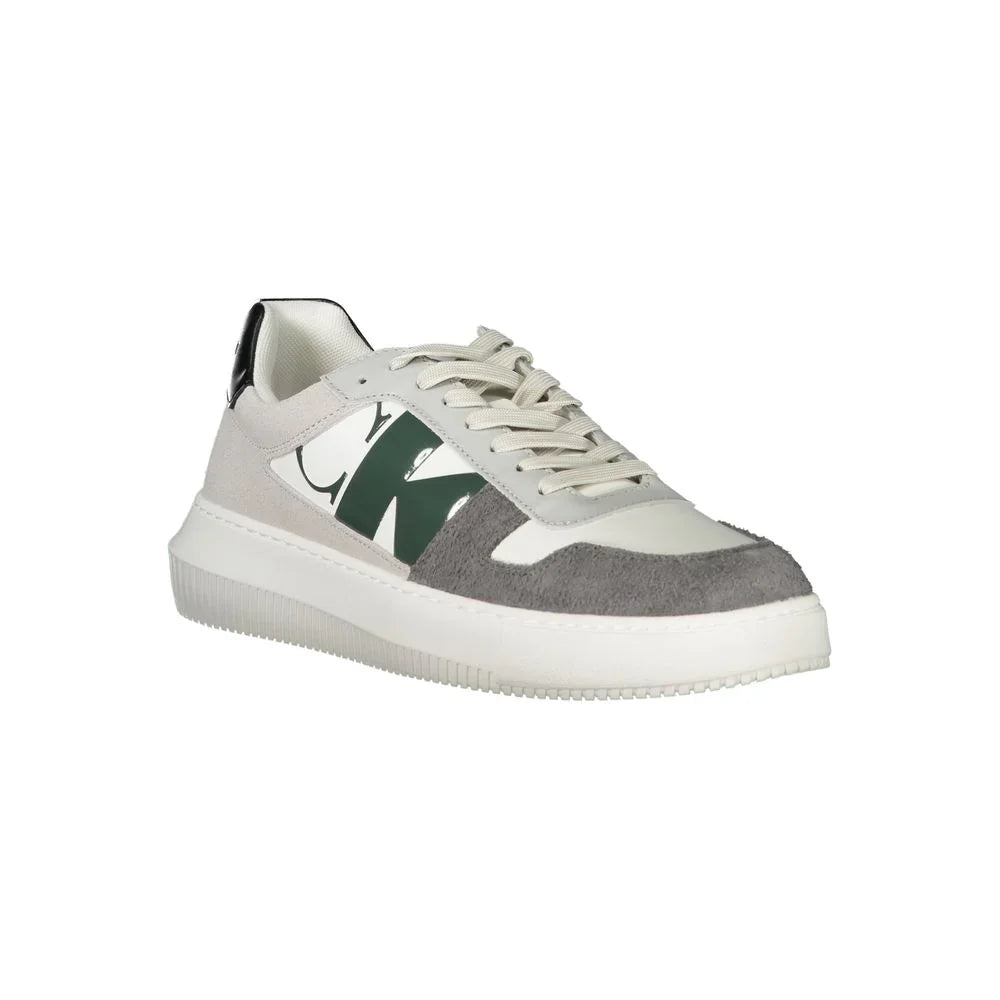 Calvin Klein Baskets Homme Blanc Polyéthylène À Lacets Motif Distinctif Gris Vert Noir - Apparel & Accessories > Shoes > Sneakers from Calvin Klein