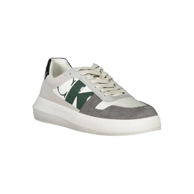 Weiße Calvin Klein Herren-Sneaker aus Polyethylen mit Schnürung und markantem grau-grün-schwarzem Muster - Calvin Klein | Hollys Men