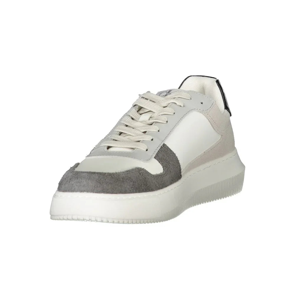 Calvin Klein Baskets Homme Blanc Polyéthylène À Lacets Motif Distinctif Gris Vert Noir - Apparel & Accessories > Shoes > Sneakers from Calvin Klein