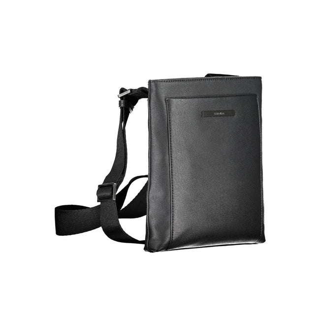 Calvin Klein Eco-Friendly Black Shoulder Bag with Logo, External Zip Pockets Main Image