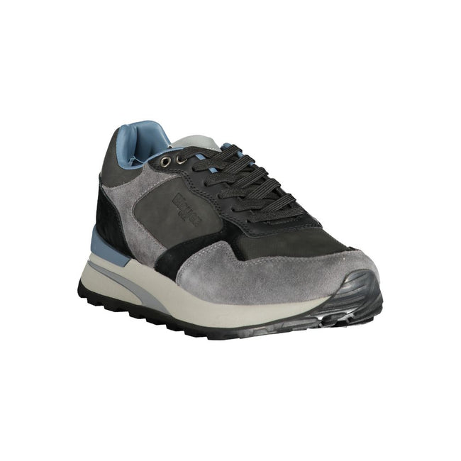 Graue Herren-Sneaker von Blauer aus Polyethylen mit herausnehmbarer Innensohle, Schnürverschluss und kontrastierenden Details - Blauer | Hollys Men