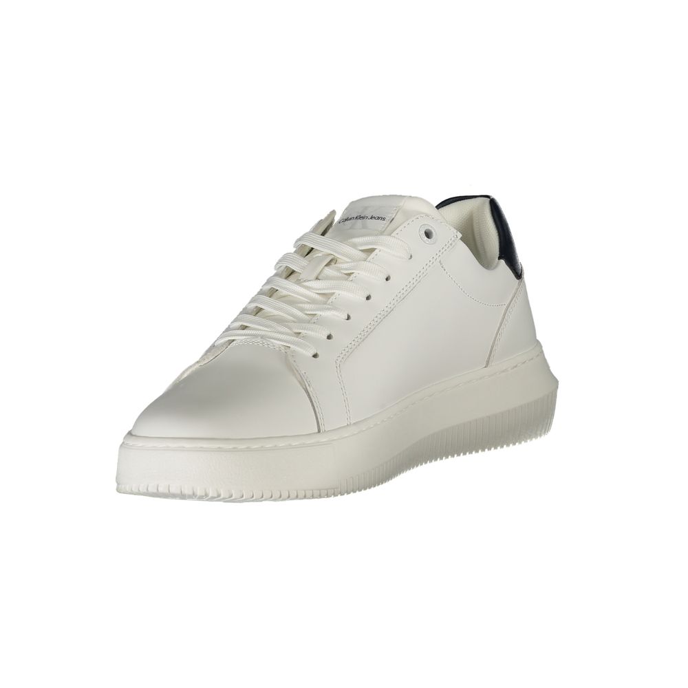 Calvin Klein White Leather Men Sneaker - Apparel & Accessories > Shoes > Sneakers from Calvin Klein