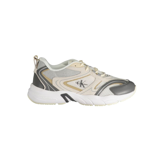 Calvin Klein Baskets Homme Beige en polyester léger, style urbain décontracté, sneaker à semelle blanche. Hover Image