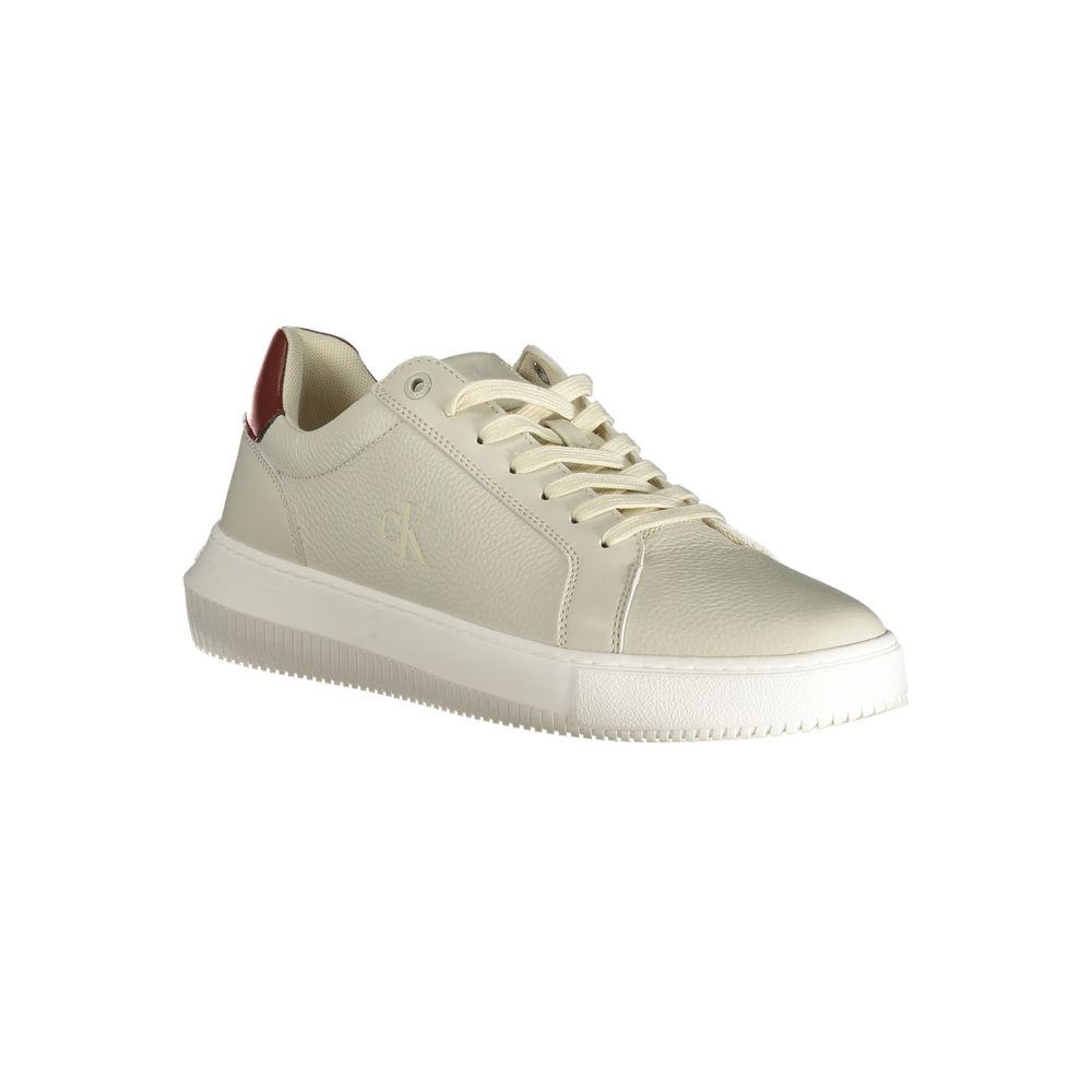 Calvin Klein Brown Leather Men Sneaker - Apparel & Accessories > Shoes > Sneakers from Calvin Klein