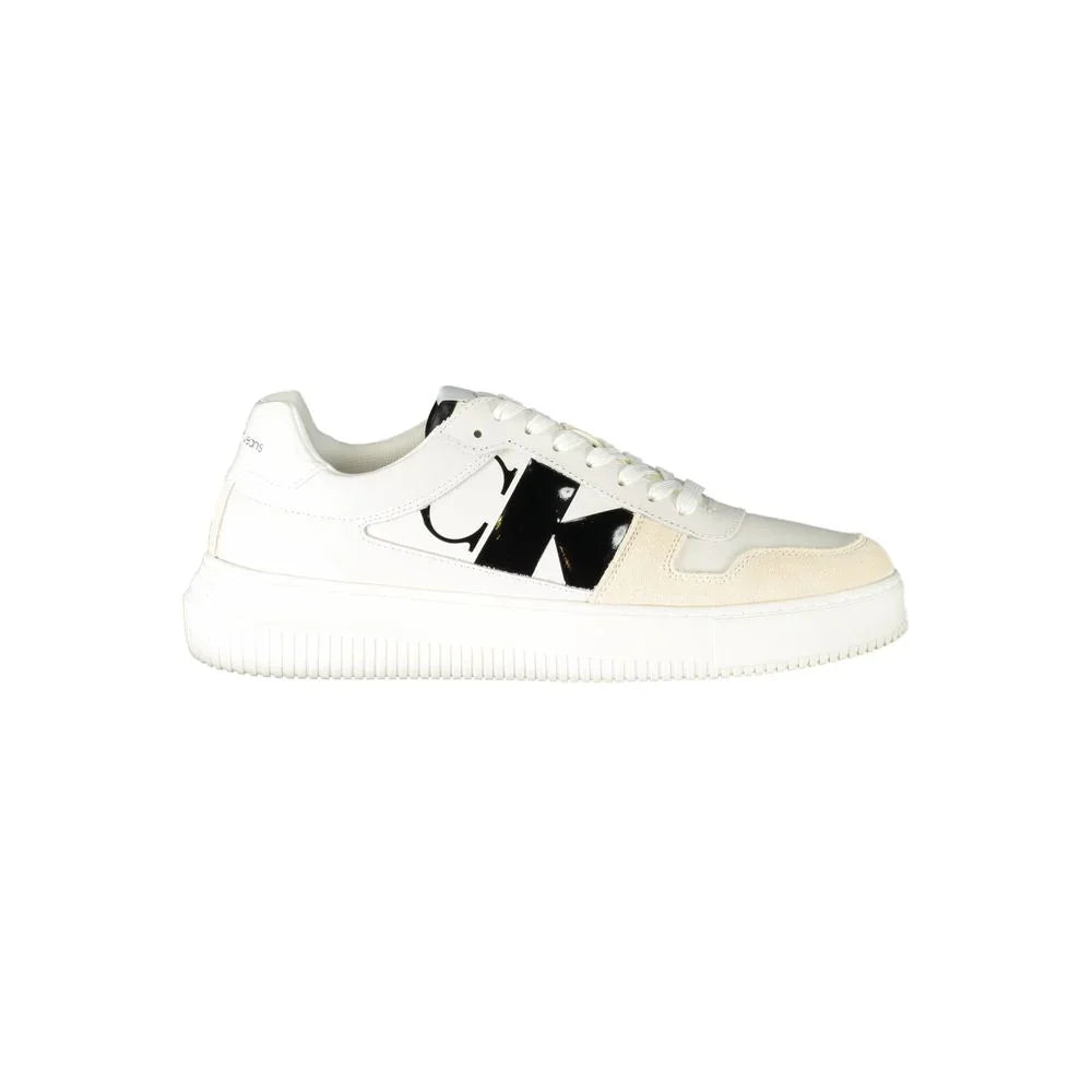 Calvin Klein Baskets Blanc Polyester Recyclé 50 Pourcent, Lacets, Détails Contraste, Logo Imprimé - Apparel & Accessories > Shoes > Sneakers from Calvin Klein