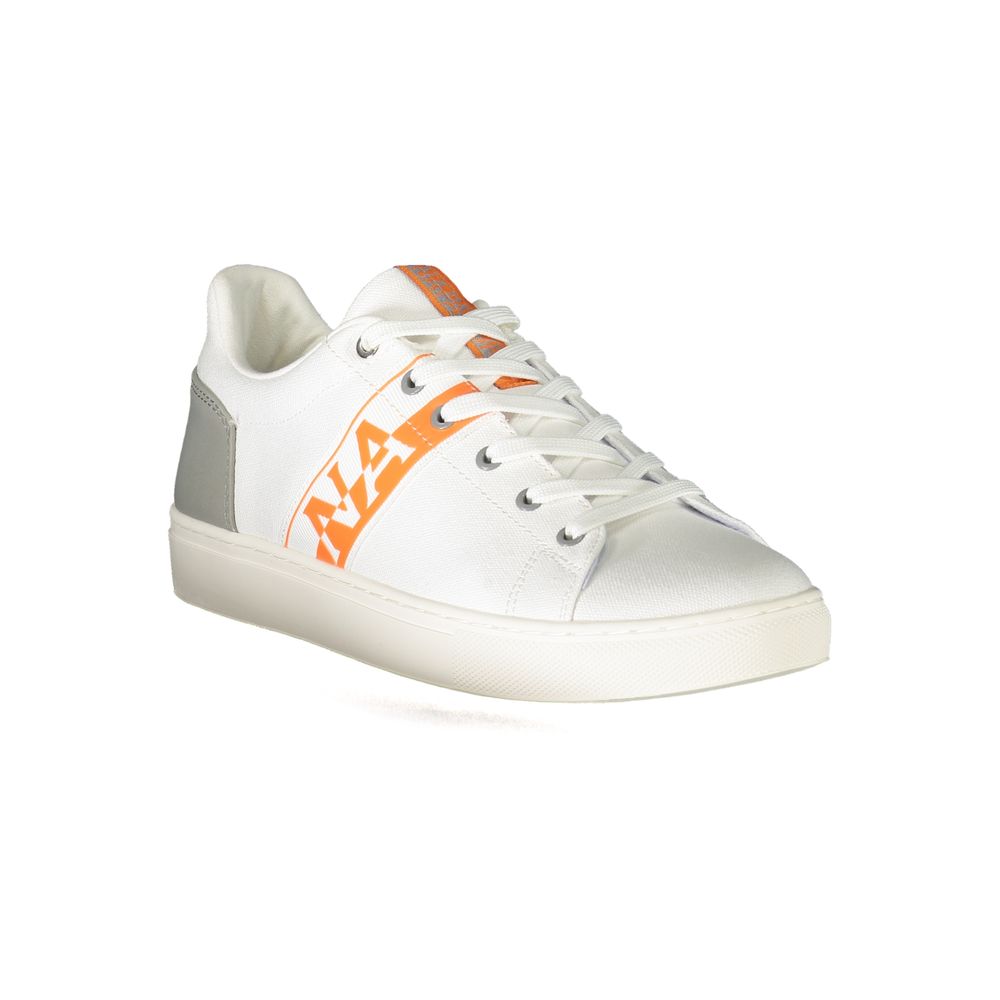 Sneaker Napapijri en polyester blanc avec lacets, détails contrastés orange et logo